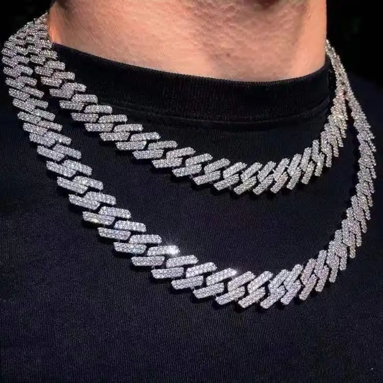 

Miami Curb Cuban Chain Necklace for Men 15mm Gold Full Iced Out Paved Rhinestones CZ Bling Rapper Hip Hop Jewelry Mens Choker