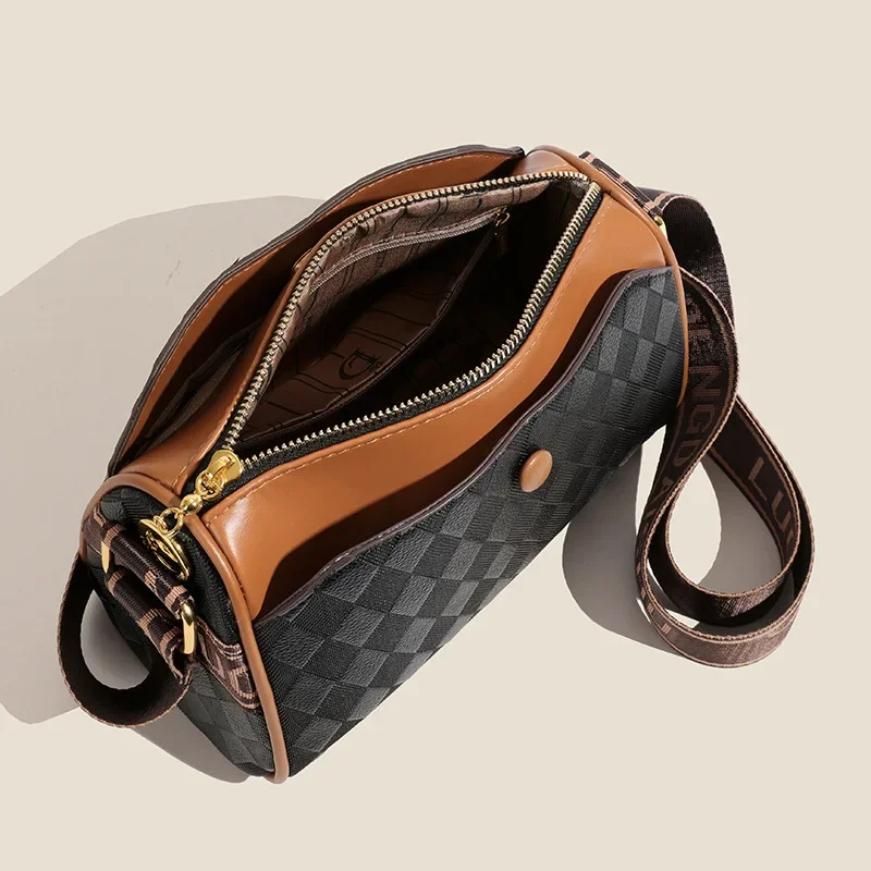 2024 Новая женская сумка через плечо модный и простой дизайн цилиндрическая