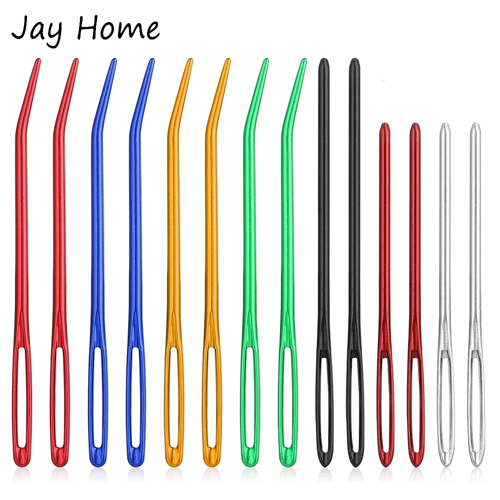 

14PCS Aluminum Tapestry Needle Bent Darning Needles Large Eye Blunt Needles for Knitting Sewing Weaving Darning Crochet Projects