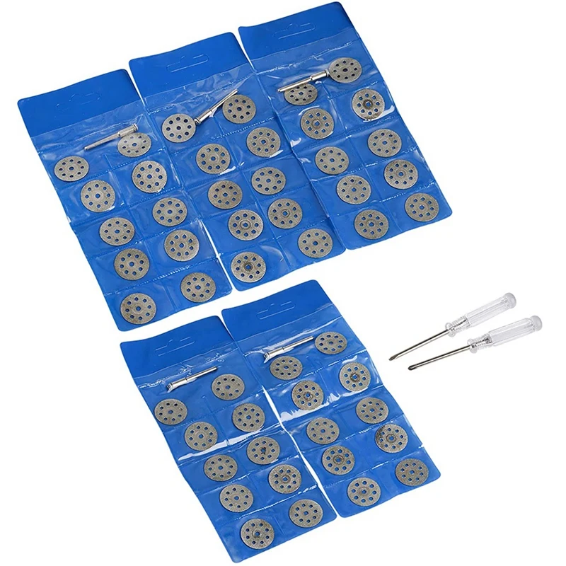 

50 PCS 22Mm Diamond Cutting Wheel With 5 PCS 3Mm Mandrel And 2 PCS Screwdriver