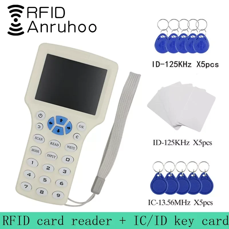 

Считыватель карт доступа RFID NEW2023, устройство для чтения смарт-ключей с 10 чипами и поддержкой NFC