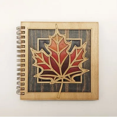 

Spiral Sketchbook Blank Pages Maple Carved Wooden Hardcover Notebook 50 Pages for Kids Women Men Gifts wood
