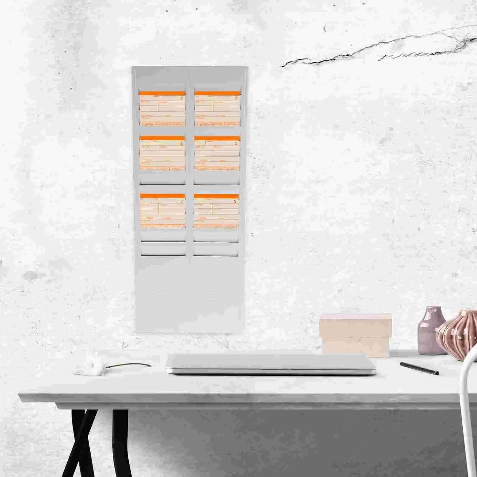 

24 Slots Keychain Display Stand Time Cards Keychain Holder Plastic Rack Wall Display Shelves Time Clock Accessories Timecard