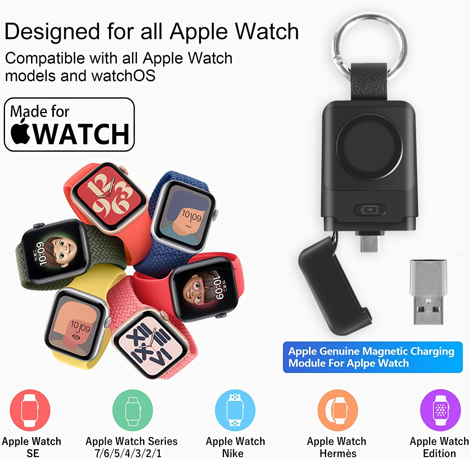 for apple watch 7 charger portable usb type c travel charging for apple iwatch series 7 se 6 5 4 3 2 1 magnetic fast charger free global shipping