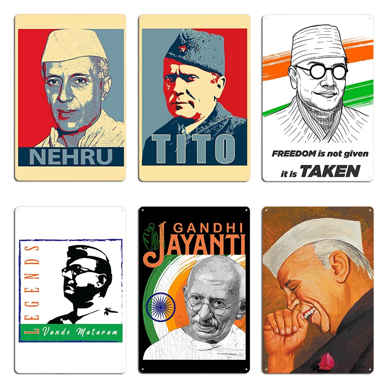 Jawaharlal inaru Josip Broz Tito Yugoslavia Gandhi Jayanti Металлическая табличка Клуб Кухня Печать Дизайн