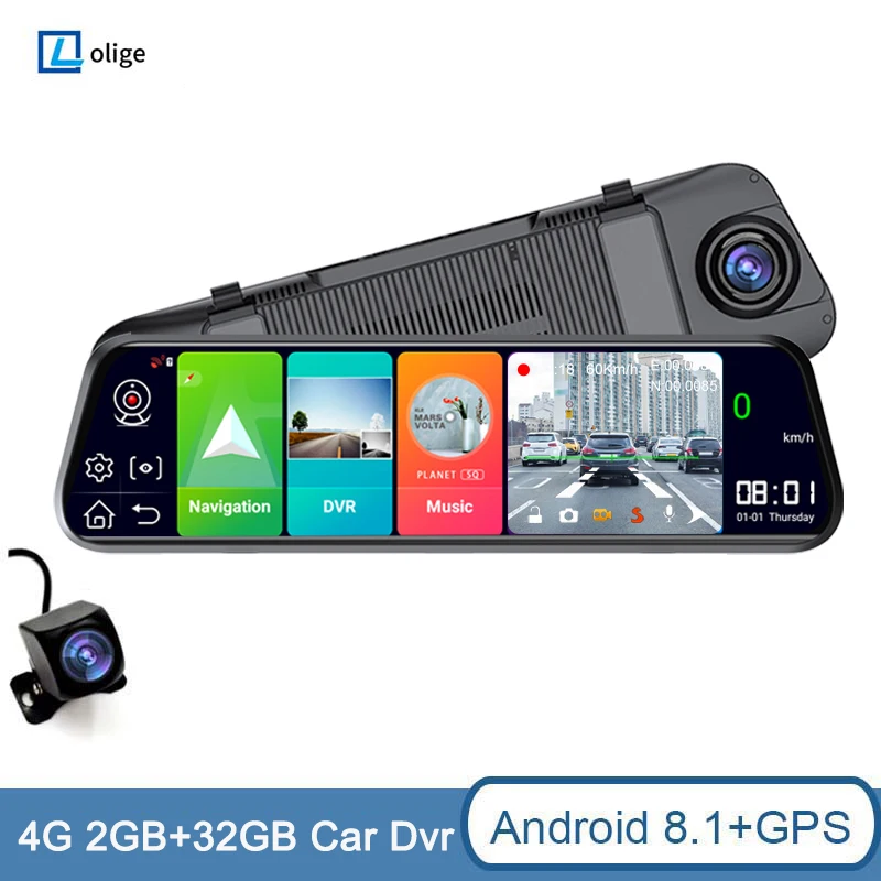

10'' Android 8.1 Dash Cam With Bluetooth WiFi ADAS GPS Navigation 24h Park Monitor Car Mirror 1080P Rear Camera Recorder Car DVR