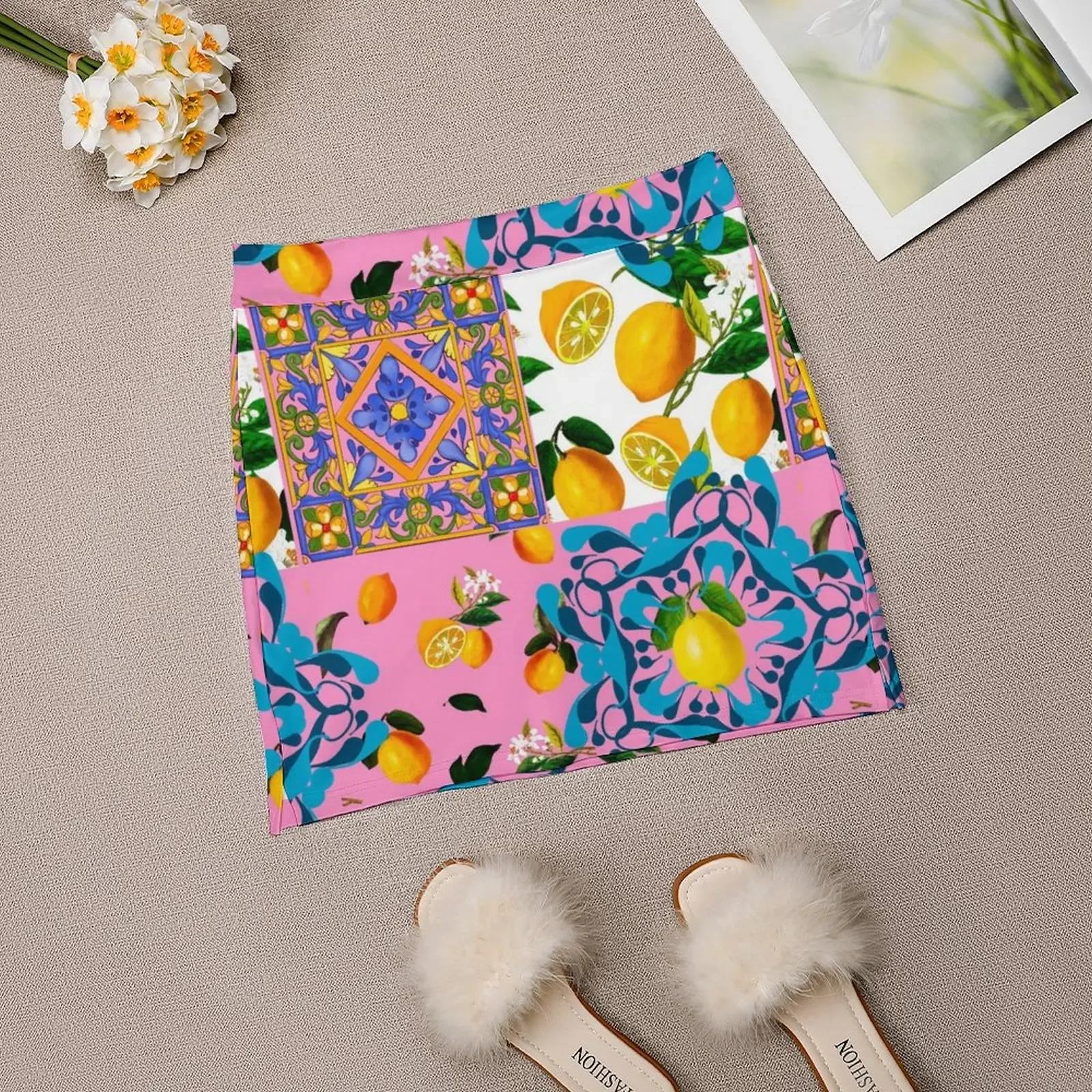 Majolica Лемоны цитрусы цветы черепахи лето мини-юбка юбка шорты женские летние юбки