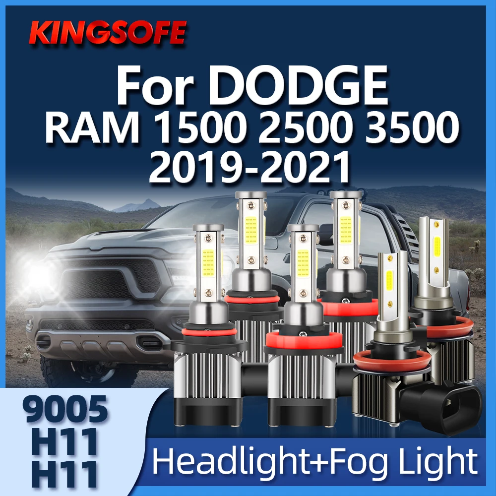 

KINGSOFE 2/6 шт., фонарь головного света ближнего света, противотуманная фара 9005 H11 6000K, Автомобильная фонарь, подходит для DODGE RAM 1500 2500 3500 2019 2020 2021