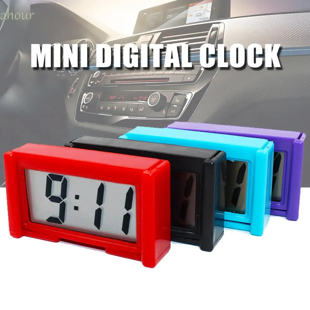 

AHOUR Self-adhesive Digital Clock Car Interior Mini Calendar Portable LCD Screen Dashboard Electronic Table Clock/Multicolor