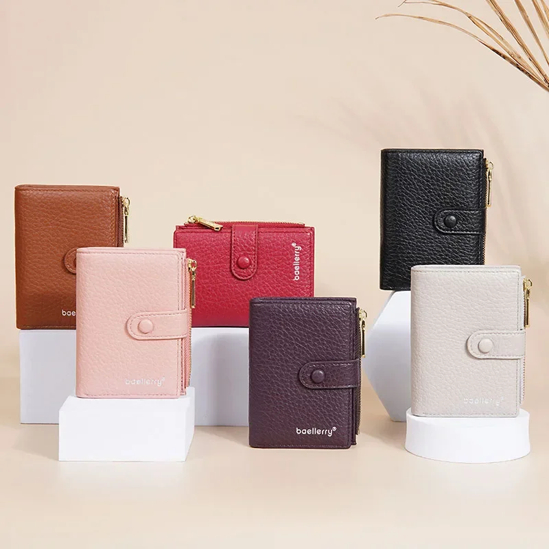 Женский кошелек короткий на молнии с застежкой Многофункциональный модный для