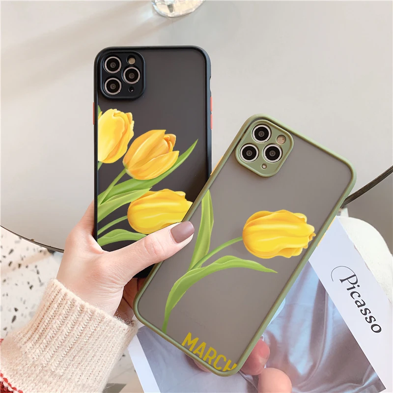 

Art Tulips Fashion Phone Case For iPhone 12 11 13 Pro Max 14 Pro X XR XS Max 8 7 Plus MINI SE 20 Camera Protection Hard PC Coque