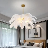 modern feather pendant lamps childrens room bedroom g9 copper hanging fixtures whitered indoor lighting suspension luminaires