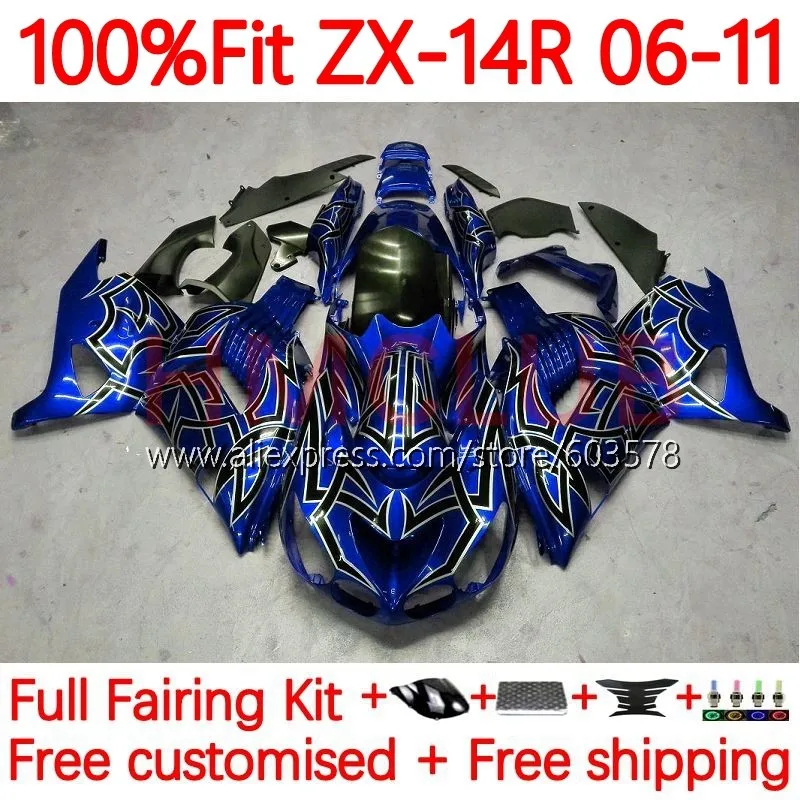 

Injection For KAWASAKI NINJA ZX-14R ZX14R 2006 2007 2008 2009 2010 2011 ZX 14 14R 06 07 08 09 10 11 Fairing 78No.20 blue silvery