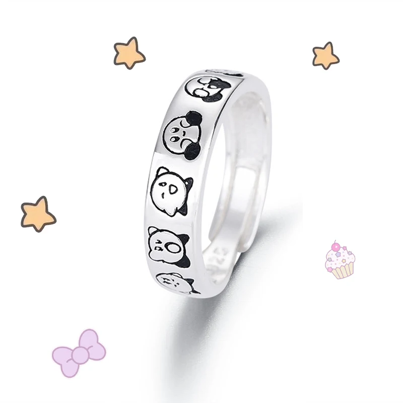 Kawaii Kirby Rings for Girls Bff Jewelry Silvery Rings Women Sweet Cute Cartoon Figure Kirby Accessorie Ring Female Vintage Ring