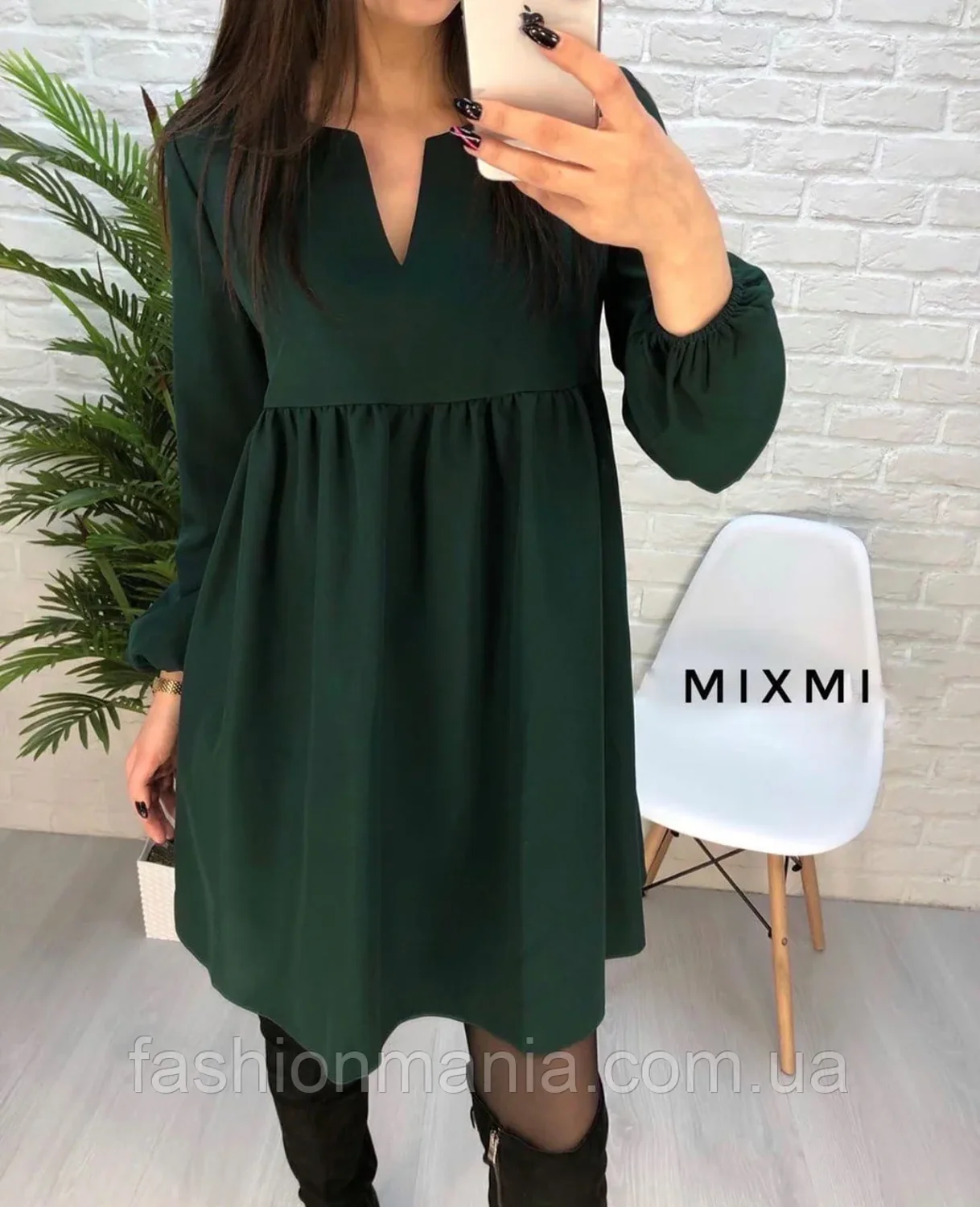 

Women Casual High Waist Mini Dress Long sleeve Sexy V-Neck Solid Color Party Lantern Sleeve Dress 2021 Autumn New Fashion Dress