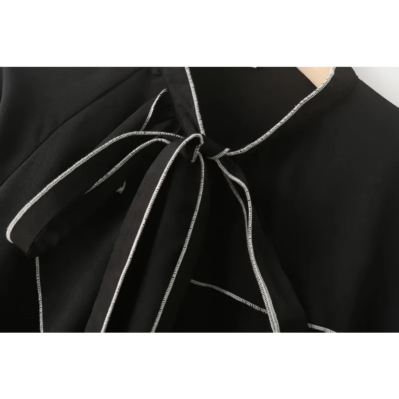 Блузка женская черная с длинным рукавом на осень