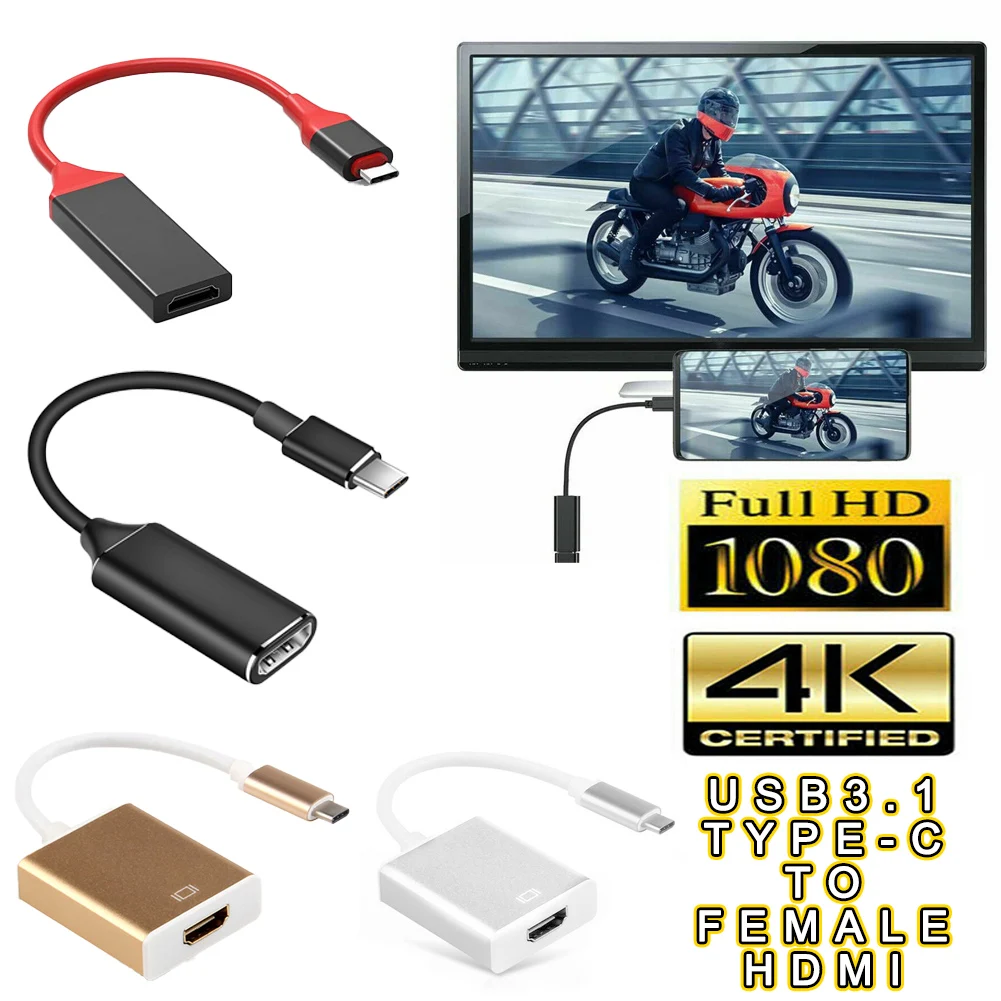 

Type C to HDMI-compatible Cable Ultra HD 4k USB 3.1 HDTV Cable Adapter Converter for MacBook Chromebook Samsung S8 S9
