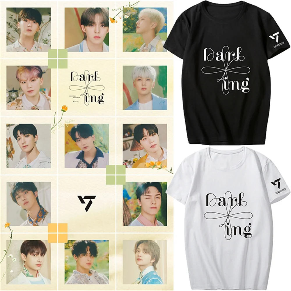 

Футболки SEVENTEEN single Darl + ing, футболка Премиального Качества, Kpop футболки для фанатов