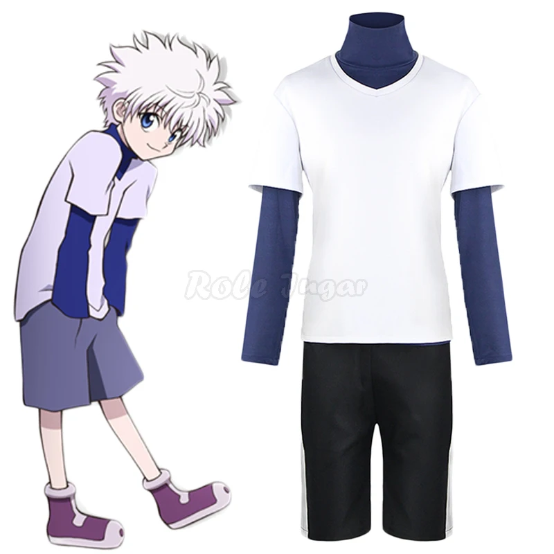 

S-3XL Охотник х Охотник косплей Killua Zoldyck топ + шорты наборы аниме Хэллоуин Карнавал вечерние шоу Мужчины Женщины Мужчины наряды