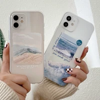 cartoon cloud waves scenery phone case for iphone 7 8 plus se3 20 13 11 12 pro max for iphone x xr xs max clear tpu cover fundas