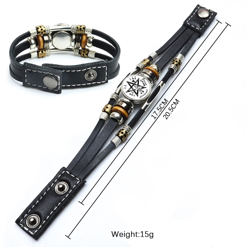 Супернатуральный кожаный браслет в виде пентаграммы мужской стиле панк с