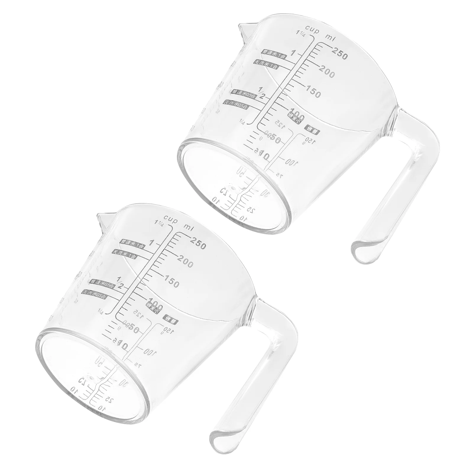 

2pcs Measuring Cups 250ml Handle Measure Cup with Scale Cooking Water Rice Cup Multipurpose Measure Cup for School