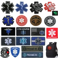 emergency medical technician badge pvc patches glow in dark medic hook embroidered patch accessories for backpacks caps clothes