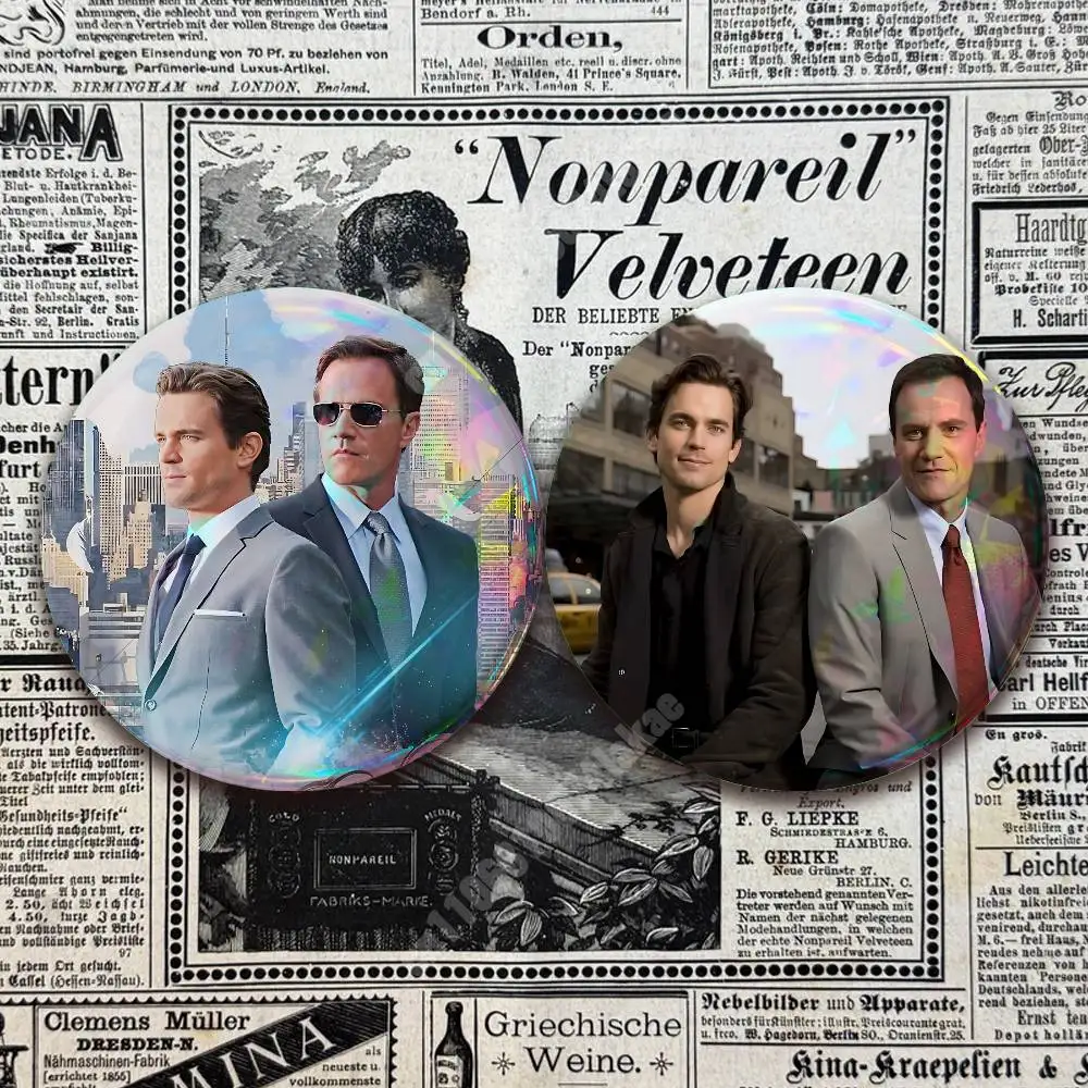 Фото Набор из 2 металлических значков-пуговиц White Collar Neal & Peter Bromance для сумок, одежды и аксессуаров. Яркая коллекция. №5