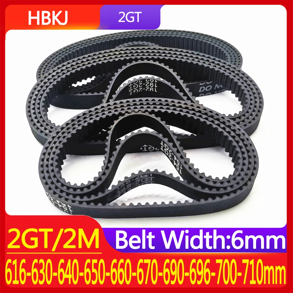 

2GT Synchronous Timing Belt Pitch Length 616 630 640 650 660 670 690 696 700 710mm Width 6mm Rubber Closed For 3D printer