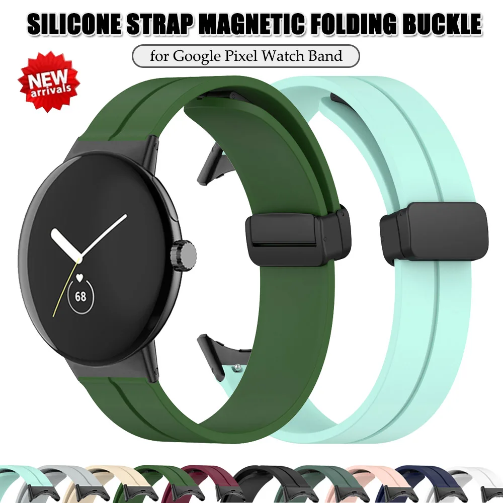 

Ремешок силиконовый для Google Pixel Watch, спортивный резиновый браслет с магнитной застежкой, аксессуары для наручных часов