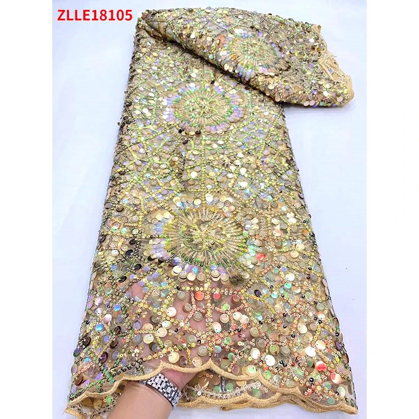 

African Sequin ​Bridal Wedding dress fabric ​​Nigerian Tulle Net Lace Cloth