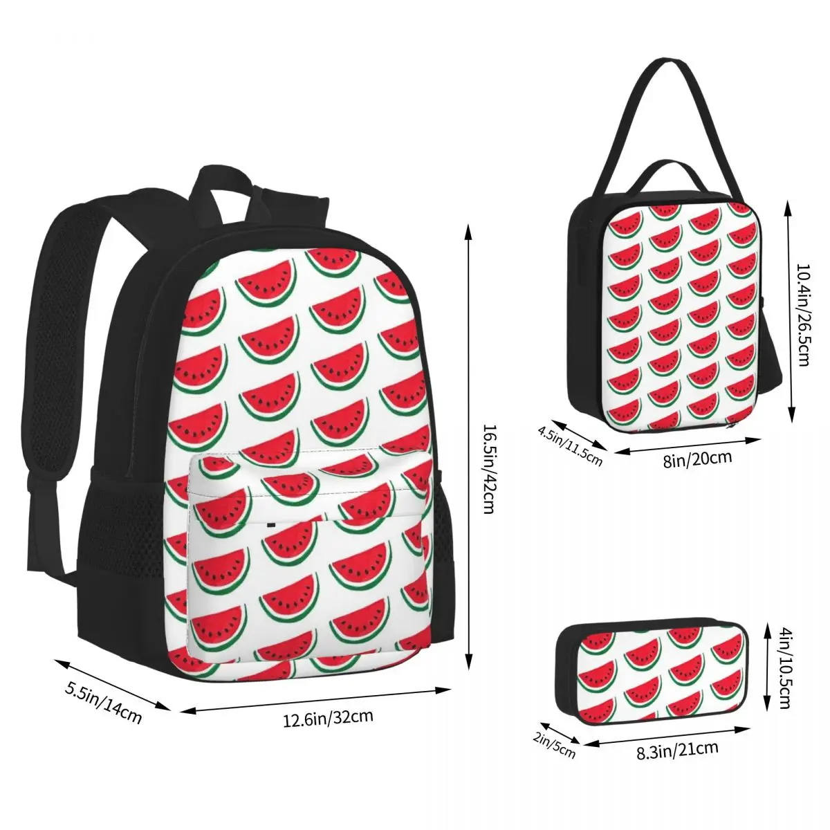 

Classic Watermelon Backpacks Boys Girls Bookbag Students School Bags Cartoon Kids Rucksack Lunch Bag Pen Bag Three-Piece Set