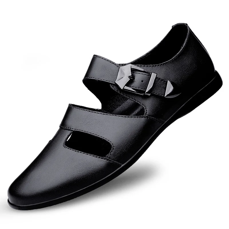 Sandals Men's Summer Trend Business Oxford Non-slip Mens Casual Roman Genuine Leather Sandalias Men Beach Slippers Outdoor Shoes
