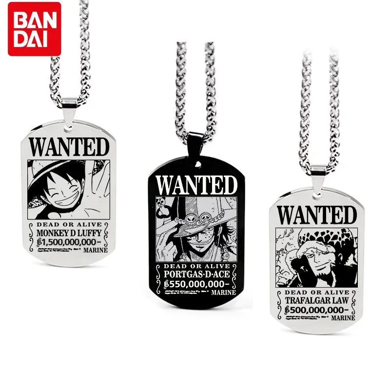 

Bandai One Piece Necklace Pendant Anime Surrounding Luffy Zoro Titanium Steel Card Pendant Pendant Decoration Unisex Jewelry