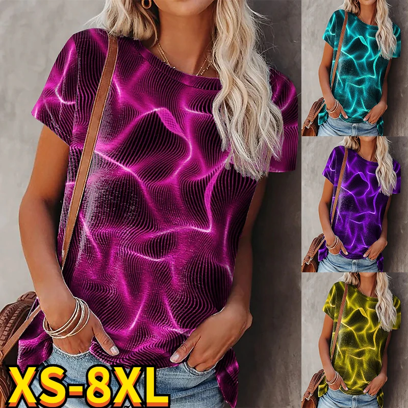 

Женский пуловер с коротким рукавом, круглым вырезом и абстрактным принтом