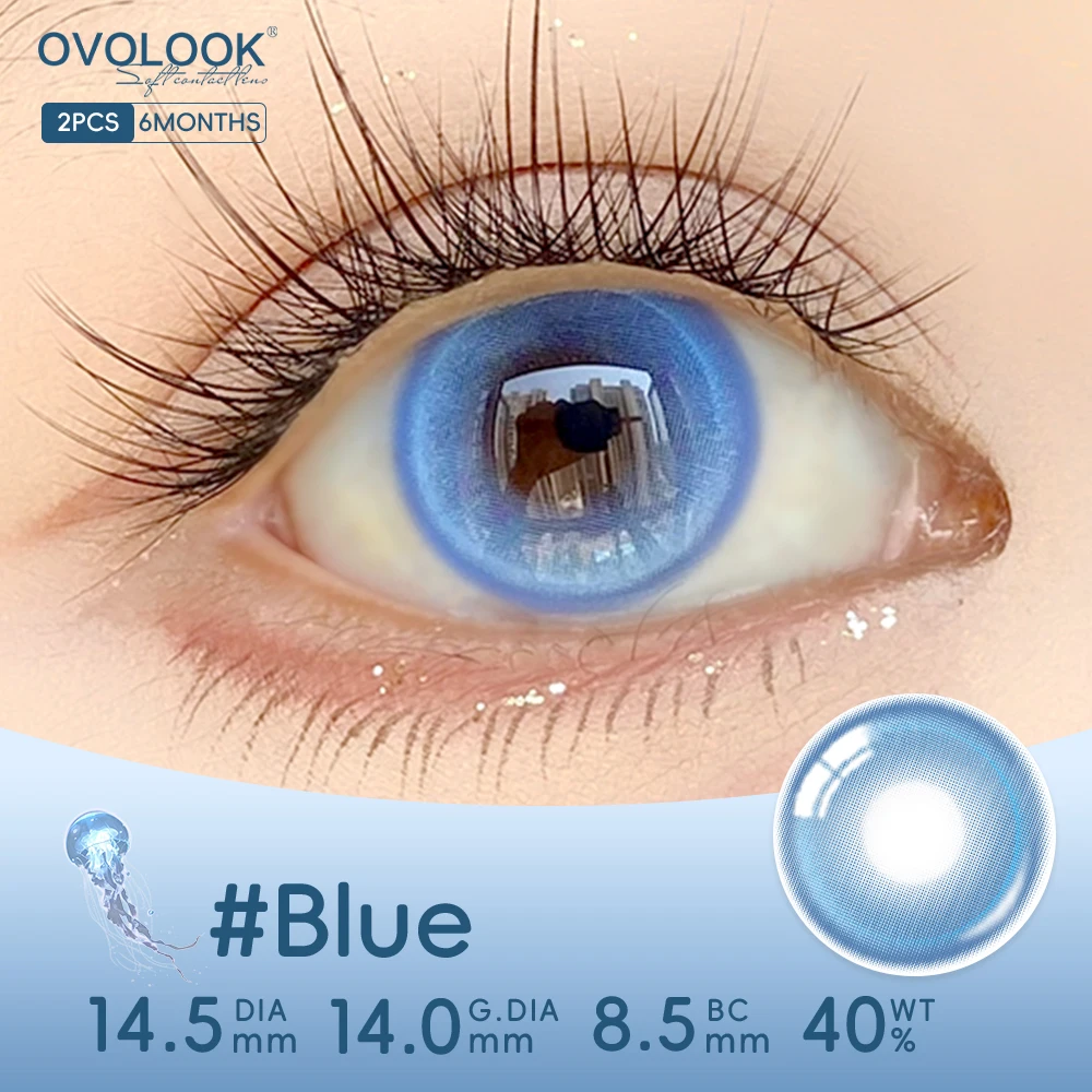 Фото OVOLOOK - 2 шт. цветные контактные линзы глубокого сапфирово-синего цвета, натуральные цветные контактные линзы для темных глаз, для женщин №2