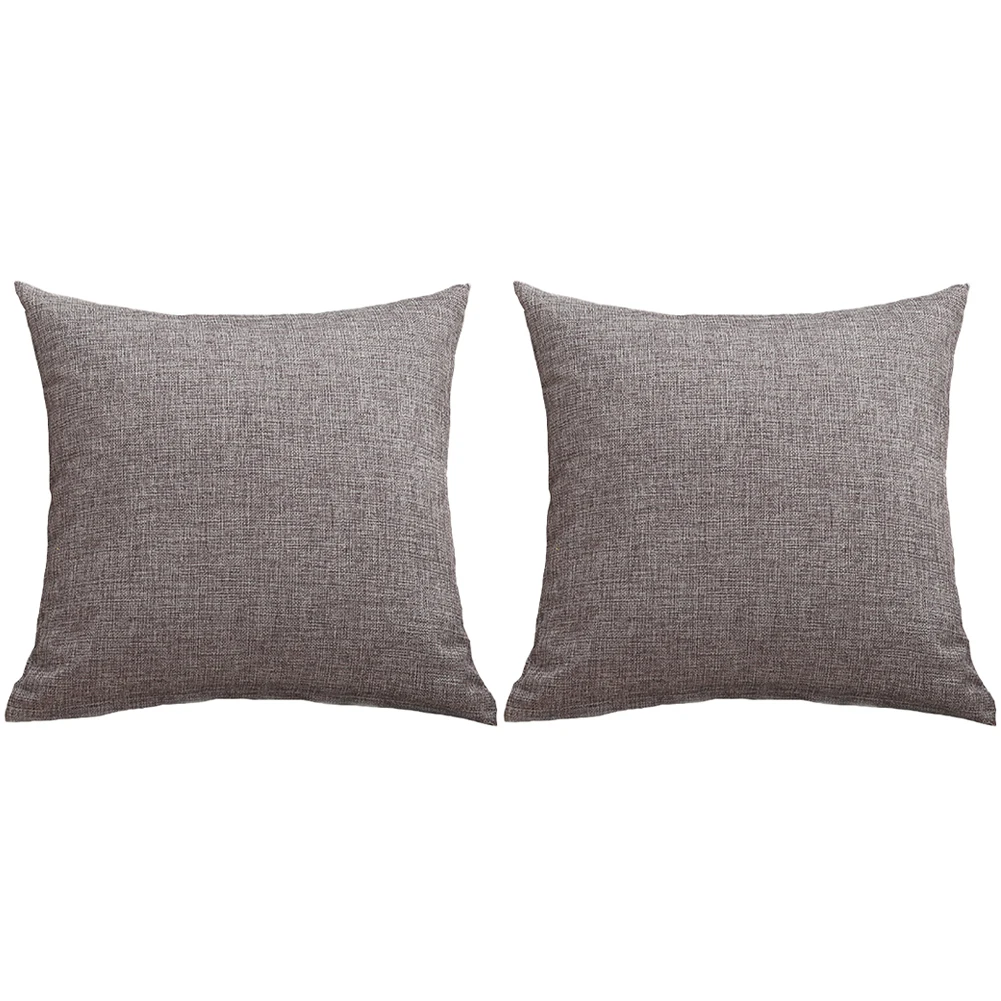

2pcs Home Decor Soft Linen Zipper Closure For Sofa Couch Easy Clean Bedding Car Daily Cushion Cover Washable Solid Playroom