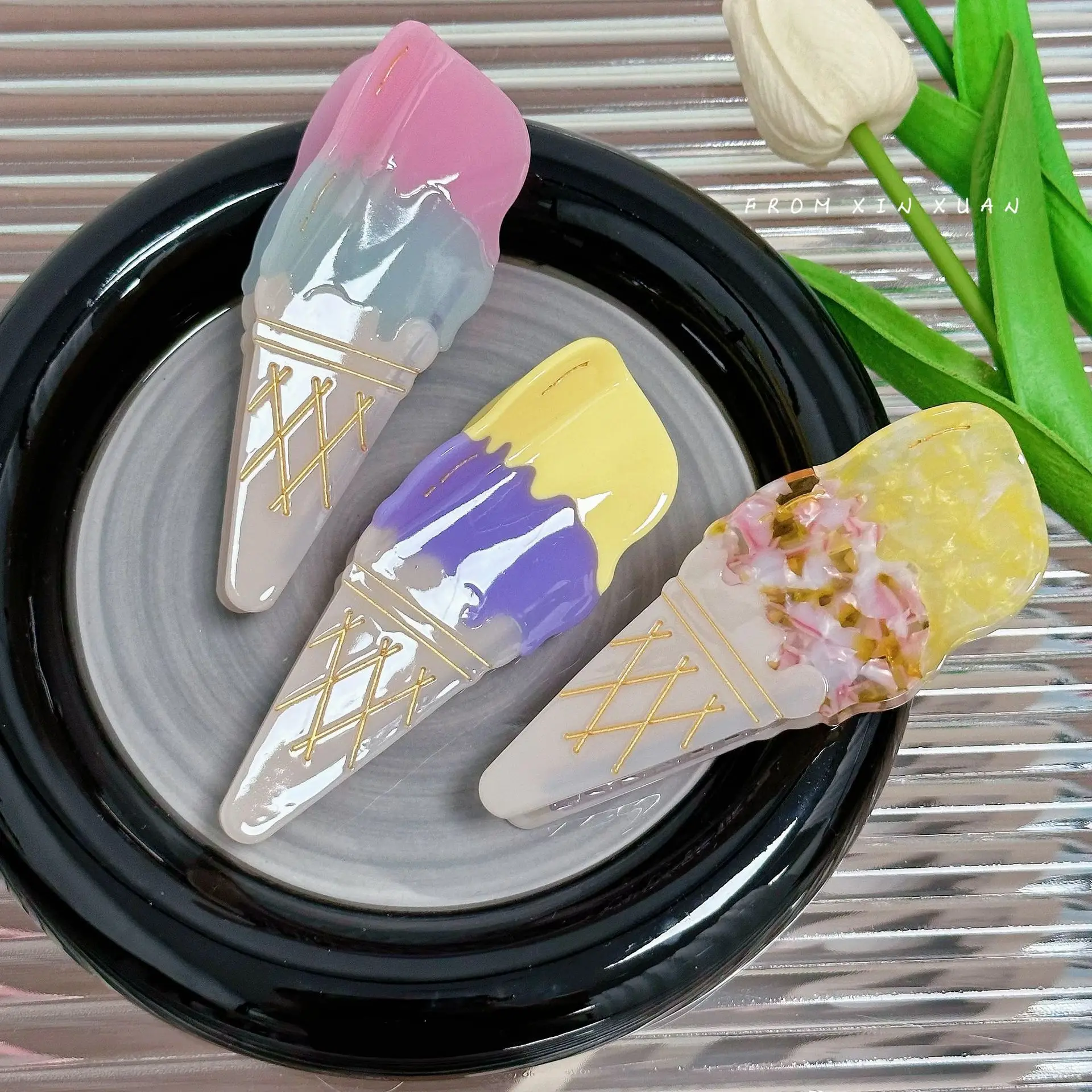 Ice Cream Hair Clip Gyaru Accessories Flower Tongs Pin Hairpin Korean Style Clip-on For Loops Jaw Clips New