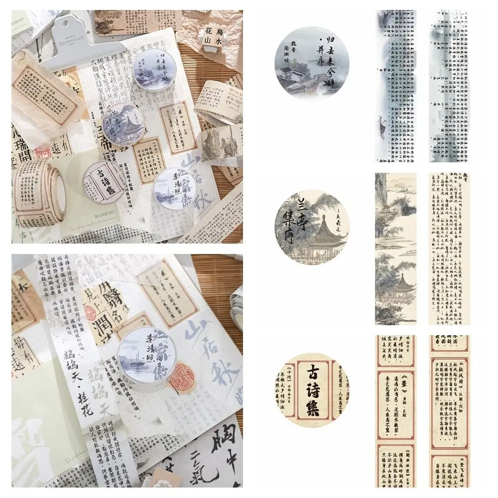 

DIY Diary Album Calligraphic Script Collage Tape Stickers Handmade Handcrafts Chinese Poem Masking Tape Chinese Adhesive