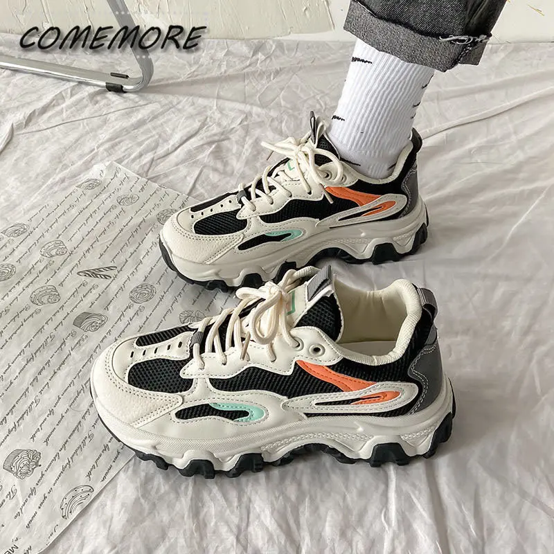 Кроссовки женские на платформе дышащие сетчатые шнуровке повседневная