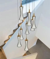 modern black creative pendant lamp stair led chandelier for living room loft restaurant indoor decor light kitchen island light