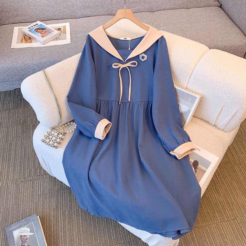 Женское весенне-осеннее новое повседневное свободное платье больших размеров с