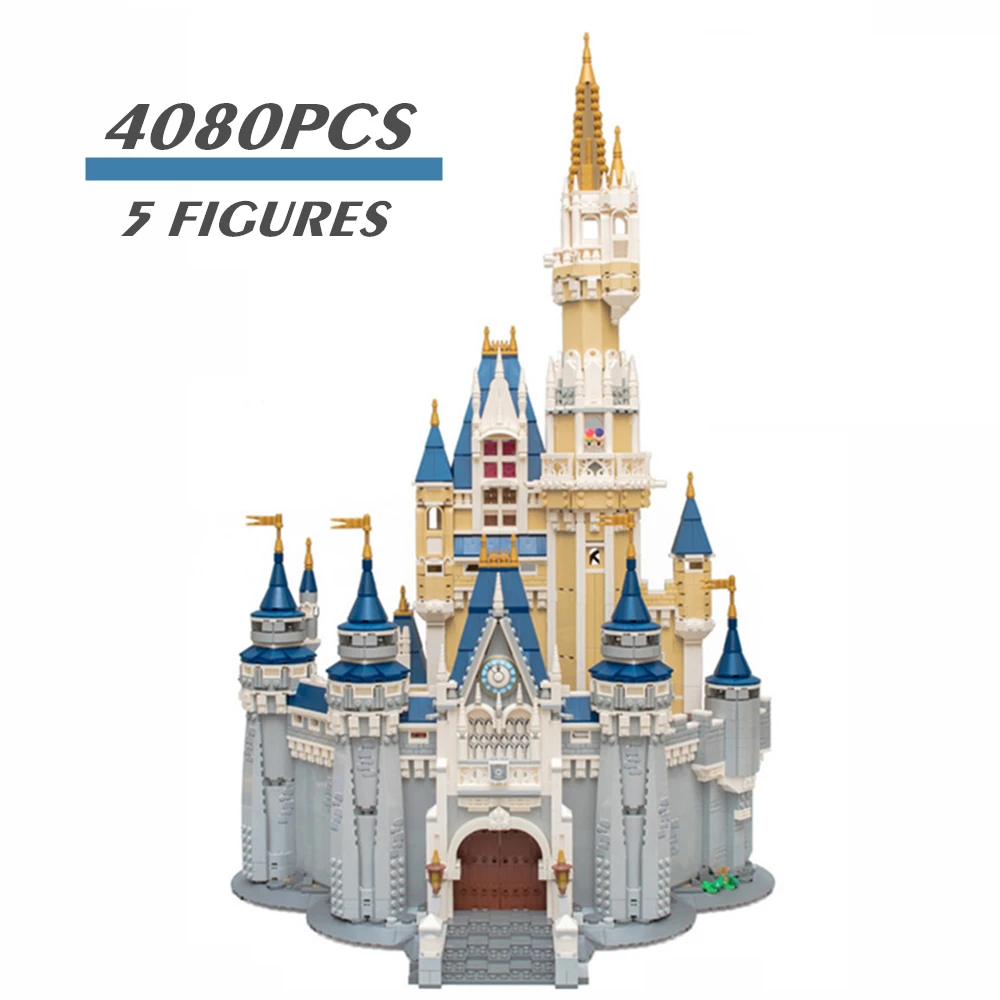 

Fit 71040 Disney 4080PCS 5 Figures Princess City Castle Friends House Idea Mickey Building Block Brick Kid Toy Gift 16008