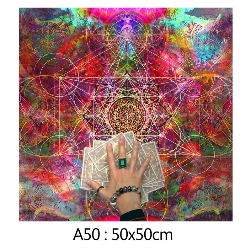 

60x60cm Tarot Card Tablecloth Flannel Geometric Figure Divination Altar Cloth Board Game Oracles Card Pad Rune Support