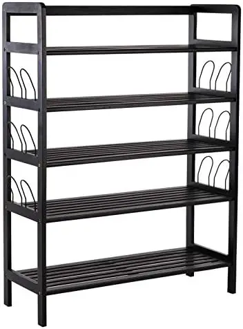 

Shoe ,5 Tier Wooden Shoe Shelf Storage Organizer,Perfect for Entryway,Hallway,Closet or Living Room (Black)