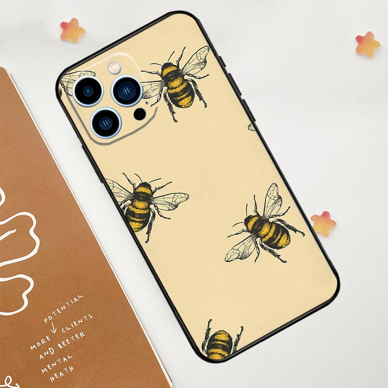 Чехол Bee Honey для телефона iPhone 15 14 13 12 11 Pro Max Mini 7 8 Plus XS X XR SE 2022 2020 задняя крышка