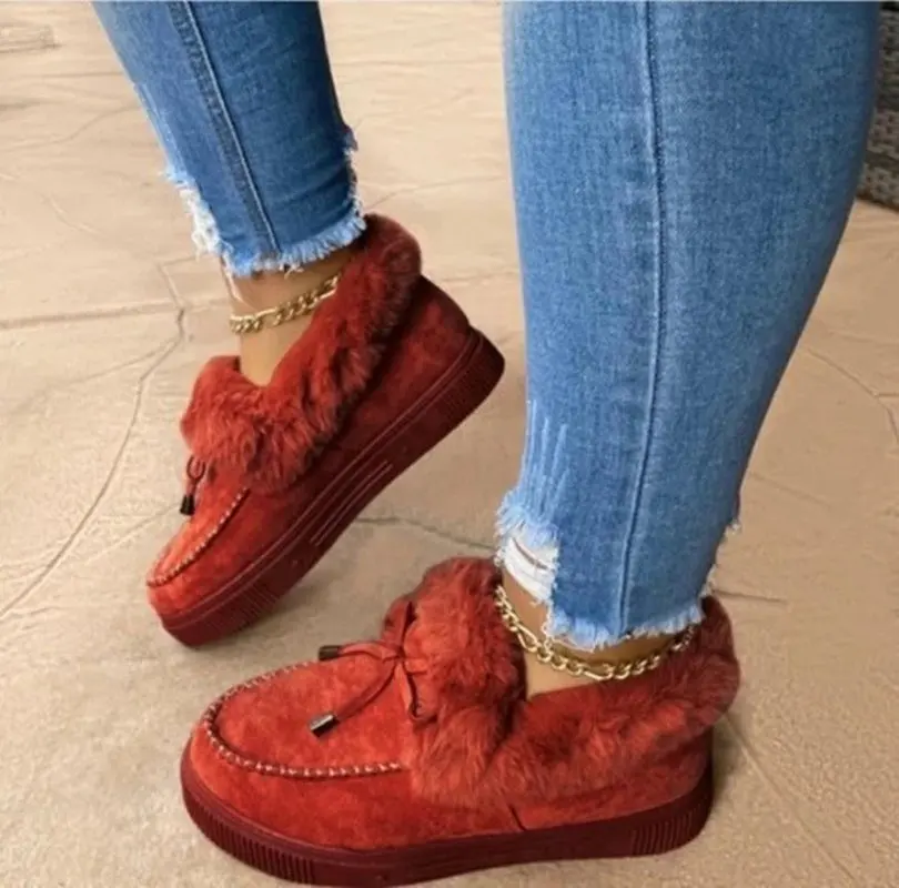 Фото 2021 Зимние Замшевые ботинки Nieuwe Enkellaars, снегоступы из натуральной кожи, теплые слипоны, женская обувь на плоской подошве, размер 36-43 №3