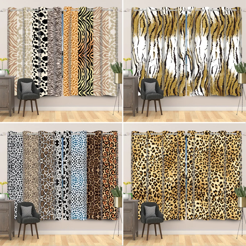 

Дикие животные властные Тигр занавески на окна с принтом Современный Стиль Розовое Небо ландшафт Cortinas перфорированные Блэкаут