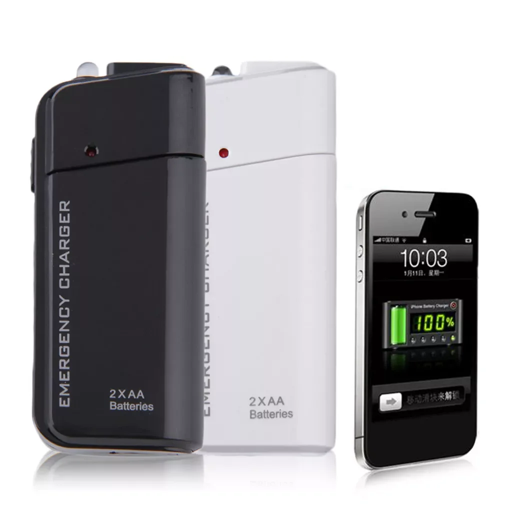 

Universal Portable USB Emergency 2 AA Battery Extender Charger Power Bank Supply Box For iPhone Mobile Phone MP3 MP4 Black White