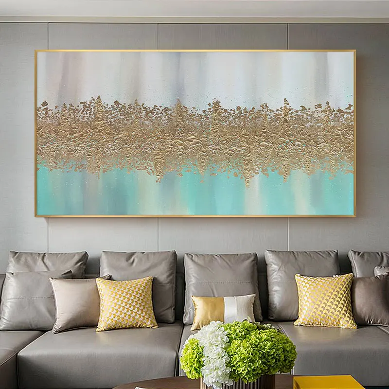 

Hand-painted Gold Leaf Abstract Oil Painting Decorative Painting Modern Living Room Light Luxury Model Room Hotel Bedroom Mural